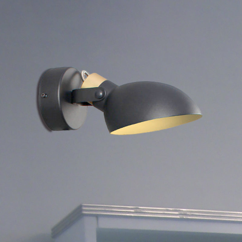 Bowl Shade Metallic Wall Sconce Light Contemporary 1 Light Black/White Finish Wall Lamp for Bedroom Clearhalo 'Cast Iron' 'Glass' 'Industrial' 'Modern wall lights' 'Modern' 'Tiffany' 'Traditional wall lights' 'Wall Lamps & Sconces' 'Wall Lights' Lighting' 613042