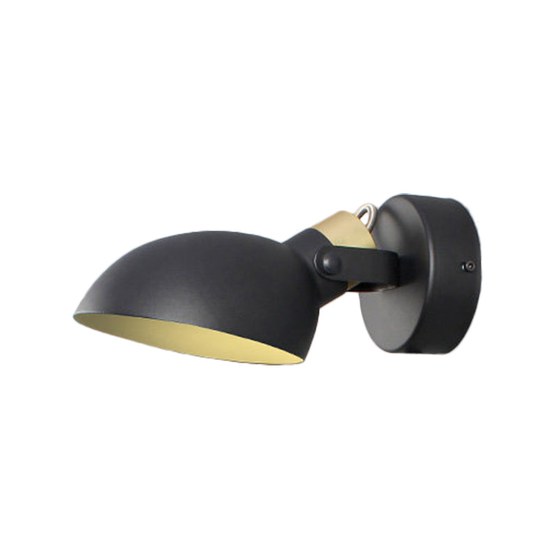 Bowl Shade Metallic Wall Sconce Light Contemporary 1 Light Black/White Finish Wall Lamp for Bedroom Clearhalo 'Cast Iron' 'Glass' 'Industrial' 'Modern wall lights' 'Modern' 'Tiffany' 'Traditional wall lights' 'Wall Lamps & Sconces' 'Wall Lights' Lighting' 613043