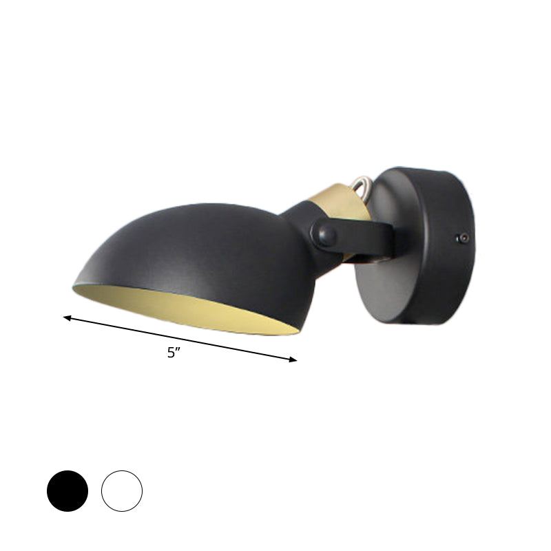 Bowl Shade Metallic Wall Sconce Light Contemporary 1 Light Black/White Finish Wall Lamp for Bedroom Clearhalo 'Cast Iron' 'Glass' 'Industrial' 'Modern wall lights' 'Modern' 'Tiffany' 'Traditional wall lights' 'Wall Lamps & Sconces' 'Wall Lights' Lighting' 613044