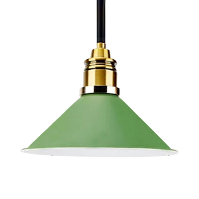 Yellow/Blue/Green Tapered Shade Contemporary Metal 1 Bulb Living Room Hanging Pendant Light with Adjustable Cord Green Clearhalo 'Art Deco Pendants' 'Cast Iron' 'Ceiling Lights' 'Ceramic' 'Crystal' 'Industrial Pendants' 'Industrial' 'Metal' 'Middle Century Pendants' 'Pendant Lights' 'Pendants' 'Tiffany' Lighting' 61306