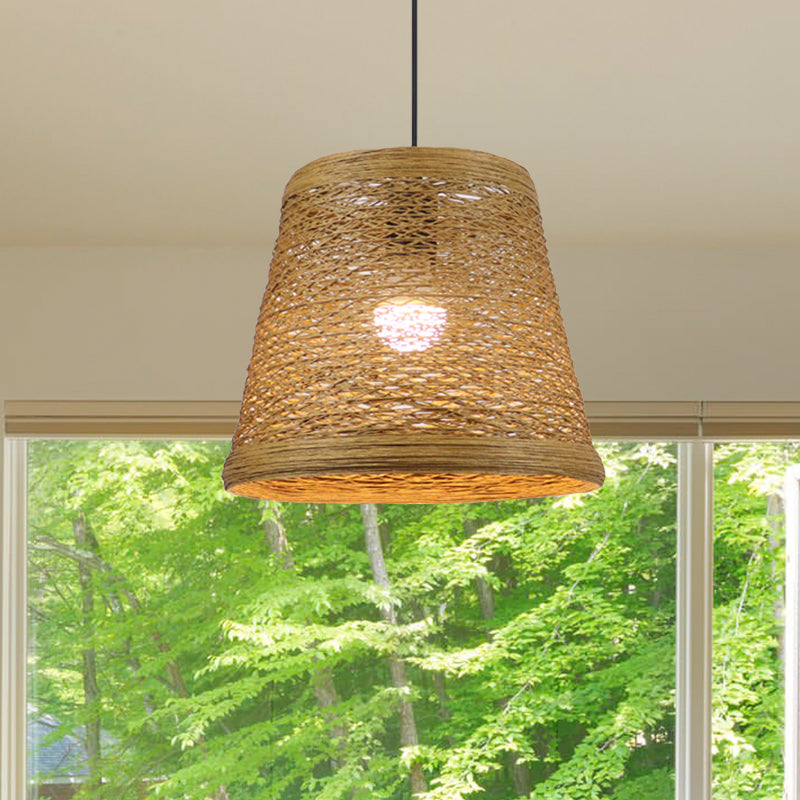 Rattan Fiber Conic Hanging Lighting Country Style 1/3-Head Beige Pendant Lamp over Dining Table Clearhalo 'Ceiling Lights' 'Pendant Lights' 'Pendants' Lighting' 613118