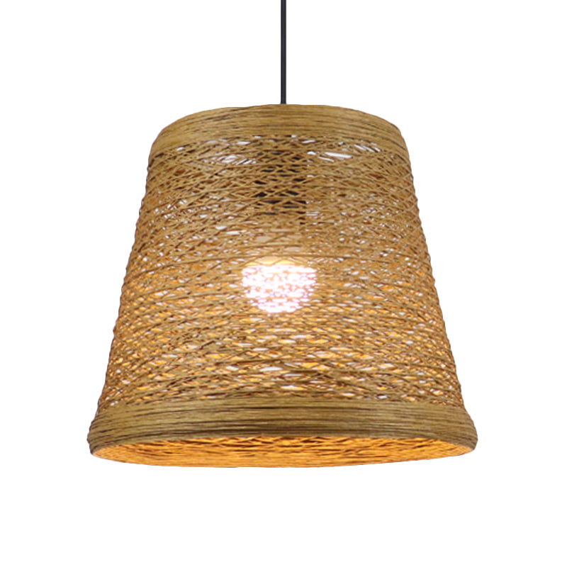 Rattan Fiber Conic Hanging Lighting Country Style 1/3-Head Beige Pendant Lamp over Dining Table Clearhalo 'Ceiling Lights' 'Pendant Lights' 'Pendants' Lighting' 613119