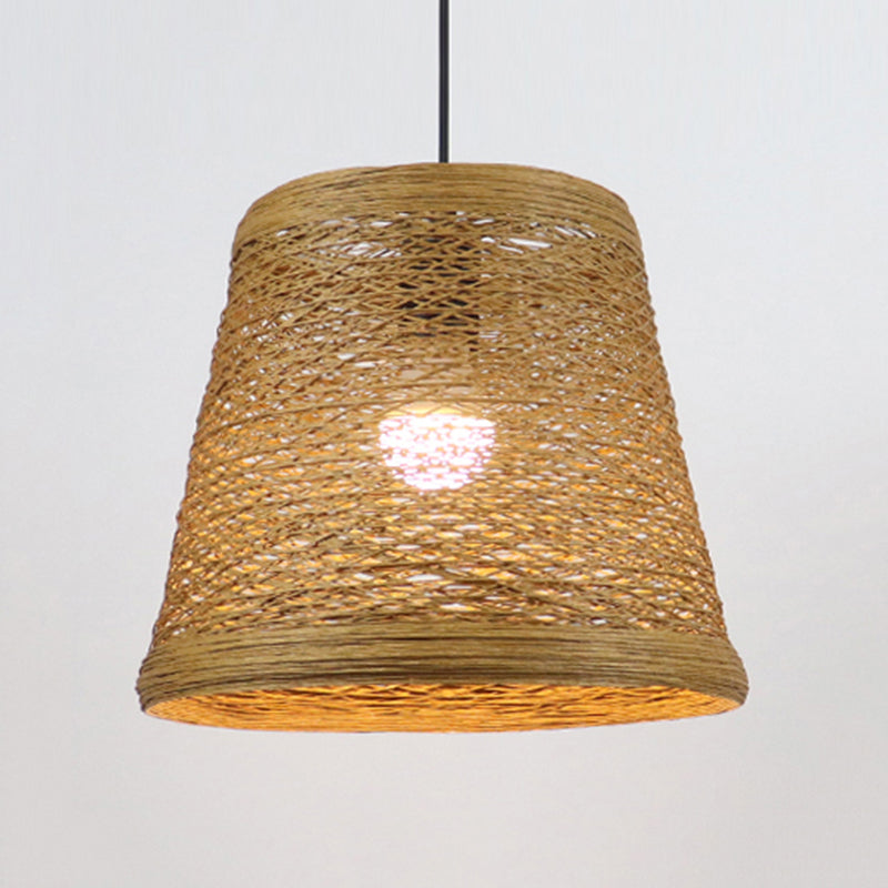 Rattan Fiber Conic Hanging Lighting Country Style 1/3-Head Beige Pendant Lamp over Dining Table Clearhalo 'Ceiling Lights' 'Pendant Lights' 'Pendants' Lighting' 613120