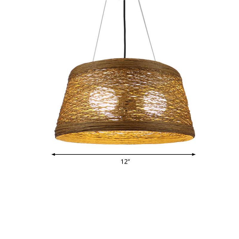 Rattan Fiber Conic Hanging Lighting Country Style 1/3-Head Beige Pendant Lamp over Dining Table Clearhalo 'Ceiling Lights' 'Pendant Lights' 'Pendants' Lighting' 613126