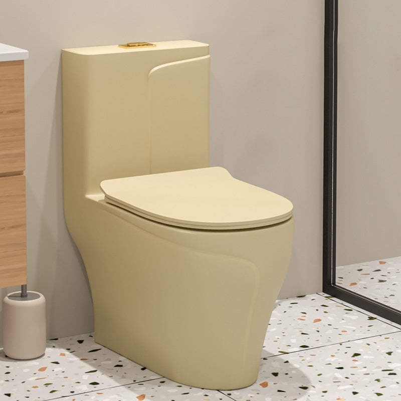 Traditional Skirted Toilet Floor Mount One-Piece Flush Toilet with Slow Close Seat 15"L x 27"W x 30"H Khaki Clearhalo 'Bathroom Remodel & Bathroom Fixtures' 'Home Improvement' 'home_improvement' 'home_improvement_toilets' 'Toilets & Bidets' 'Toilets' 6131315