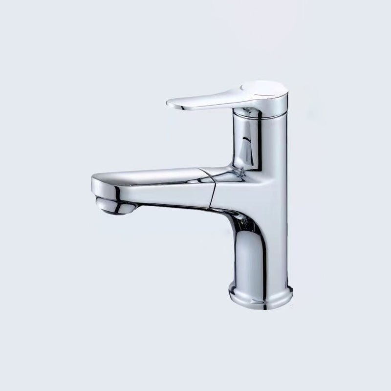 Modern Style Vessel Sink Faucet Single-handle Low Arc Retractable Copper Vessel Faucet Silver Clearhalo 'Bathroom Remodel & Bathroom Fixtures' 'Bathroom Sink Faucets' 'Bathroom Sinks & Faucet Components' 'bathroom_sink_faucets' 'Home Improvement' 'home_improvement' 'home_improvement_bathroom_sink_faucets' 6131443