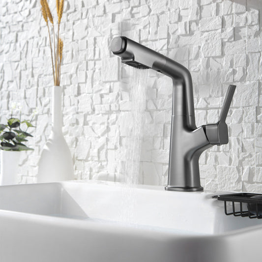 1 Handles Contemporary Vessel Sink Faucet 1 Hole Faucet for Bathroom Clearhalo 'Bathroom Remodel & Bathroom Fixtures' 'Bathroom Sink Faucets' 'Bathroom Sinks & Faucet Components' 'bathroom_sink_faucets' 'Home Improvement' 'home_improvement' 'home_improvement_bathroom_sink_faucets' 6131474