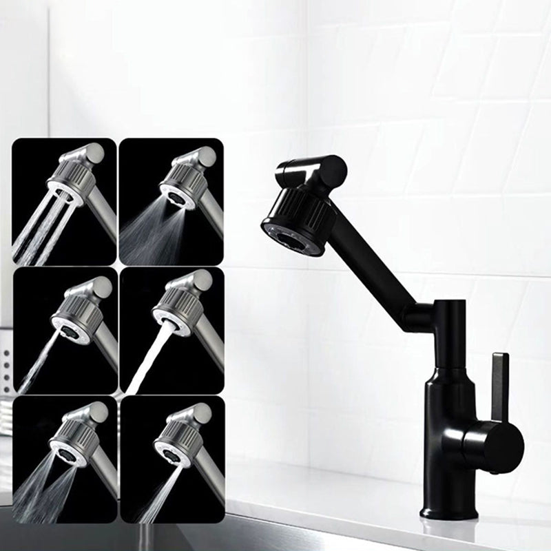 Contemporary Style Faucets One Lever Handles Vessel Sink Faucets Black Clearhalo 'Bathroom Remodel & Bathroom Fixtures' 'Bathroom Sink Faucets' 'Bathroom Sinks & Faucet Components' 'bathroom_sink_faucets' 'Home Improvement' 'home_improvement' 'home_improvement_bathroom_sink_faucets' 6131496