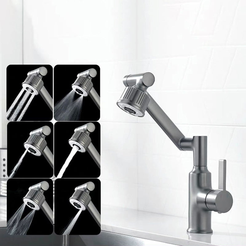Contemporary Style Faucets One Lever Handles Vessel Sink Faucets Smoke Gray Clearhalo 'Bathroom Remodel & Bathroom Fixtures' 'Bathroom Sink Faucets' 'Bathroom Sinks & Faucet Components' 'bathroom_sink_faucets' 'Home Improvement' 'home_improvement' 'home_improvement_bathroom_sink_faucets' 6131497