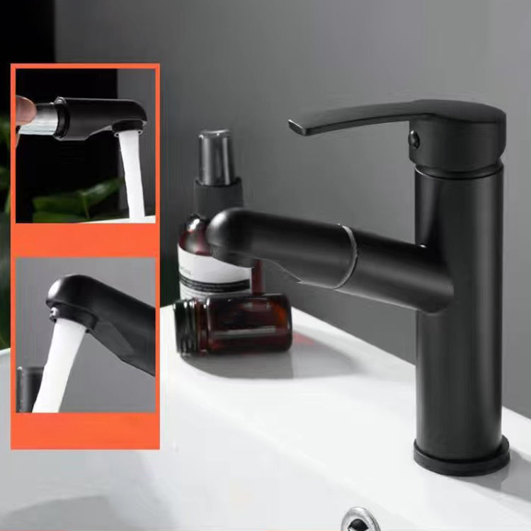 Pull-out Simple Bathroom Sink Faucet 1 Hole Single Handle Faucet Black Supply Lines Not Included Clearhalo 'Bathroom Remodel & Bathroom Fixtures' 'Bathroom Sink Faucets' 'Bathroom Sinks & Faucet Components' 'bathroom_sink_faucets' 'Home Improvement' 'home_improvement' 'home_improvement_bathroom_sink_faucets' 6131561