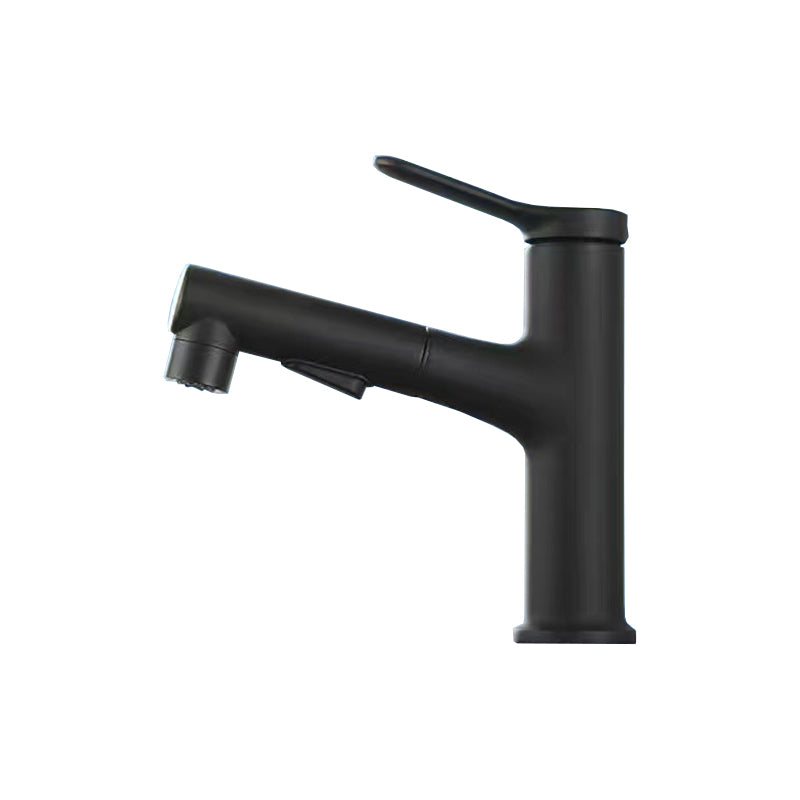 Pull-out Simple Bathroom Sink Faucet 1 Hole Single Handle Faucet Clearhalo 'Bathroom Remodel & Bathroom Fixtures' 'Bathroom Sink Faucets' 'Bathroom Sinks & Faucet Components' 'bathroom_sink_faucets' 'Home Improvement' 'home_improvement' 'home_improvement_bathroom_sink_faucets' 6131564