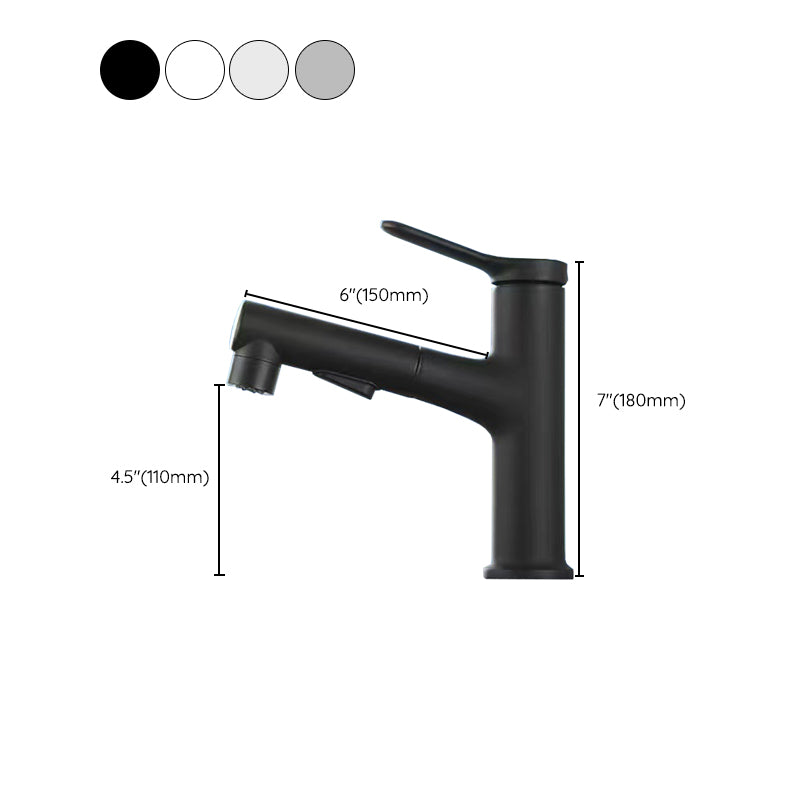 Pull-out Simple Bathroom Sink Faucet 1 Hole Single Handle Faucet Clearhalo 'Bathroom Remodel & Bathroom Fixtures' 'Bathroom Sink Faucets' 'Bathroom Sinks & Faucet Components' 'bathroom_sink_faucets' 'Home Improvement' 'home_improvement' 'home_improvement_bathroom_sink_faucets' 6131570