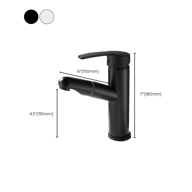 Pull-out Simple Bathroom Sink Faucet 1 Hole Single Handle Faucet Clearhalo 'Bathroom Remodel & Bathroom Fixtures' 'Bathroom Sink Faucets' 'Bathroom Sinks & Faucet Components' 'bathroom_sink_faucets' 'Home Improvement' 'home_improvement' 'home_improvement_bathroom_sink_faucets' 6131571