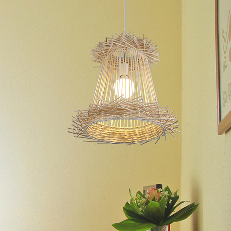 Rattan Cone Shade Ceiling Pendant Lamp Japanese One Light Wood Hanging Light for Dining Room Clearhalo 'Ceiling Lights' 'Modern Pendants' 'Modern' 'Pendant Lights' 'Pendants' Lighting' 613365