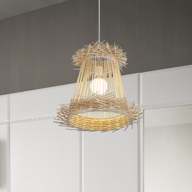 Rattan Cone Shade Ceiling Pendant Lamp Japanese One Light Wood Hanging Light for Dining Room Clearhalo 'Ceiling Lights' 'Modern Pendants' 'Modern' 'Pendant Lights' 'Pendants' Lighting' 613366