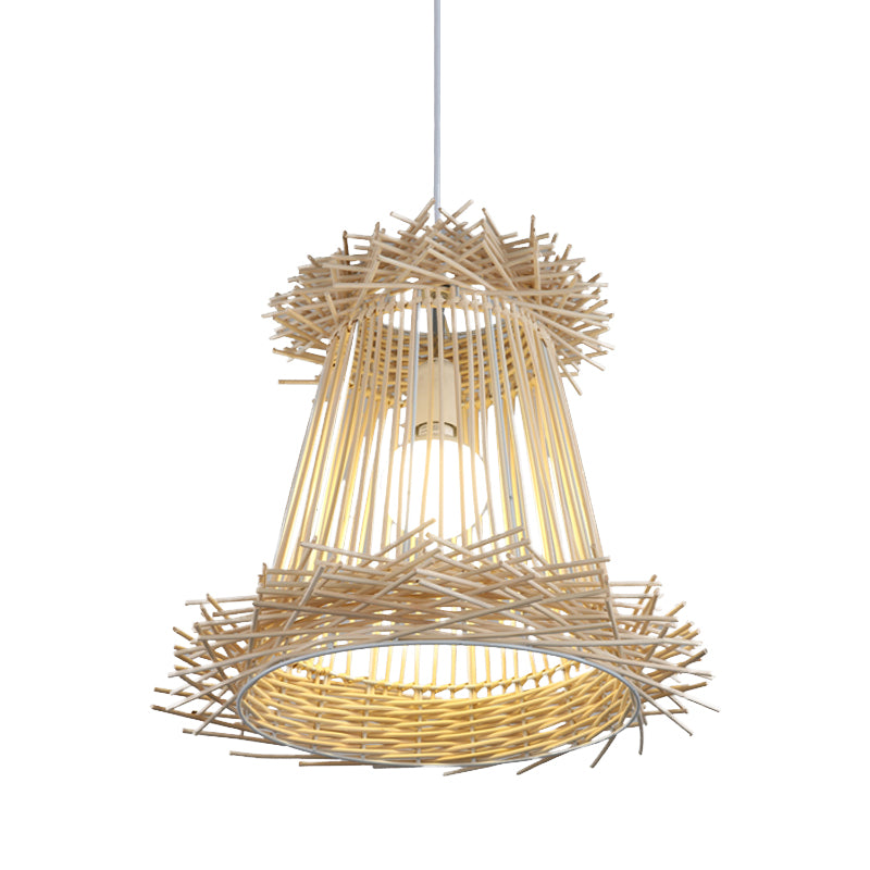 Rattan Cone Shade Ceiling Pendant Lamp Japanese One Light Wood Hanging Light for Dining Room Clearhalo 'Ceiling Lights' 'Modern Pendants' 'Modern' 'Pendant Lights' 'Pendants' Lighting' 613367