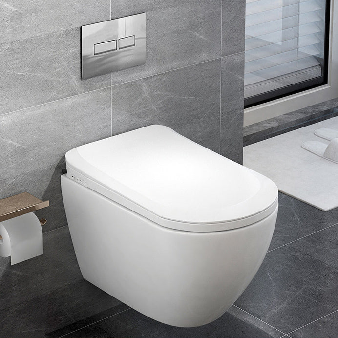 Wall Mount All-In-One Toilet Bowl Porcelain Contemporary Flush Toilet White Auto Flush Toilet with Tanker Clearhalo 'Bathroom Remodel & Bathroom Fixtures' 'Home Improvement' 'home_improvement' 'home_improvement_toilets' 'Toilets & Bidets' 'Toilets' 6135470