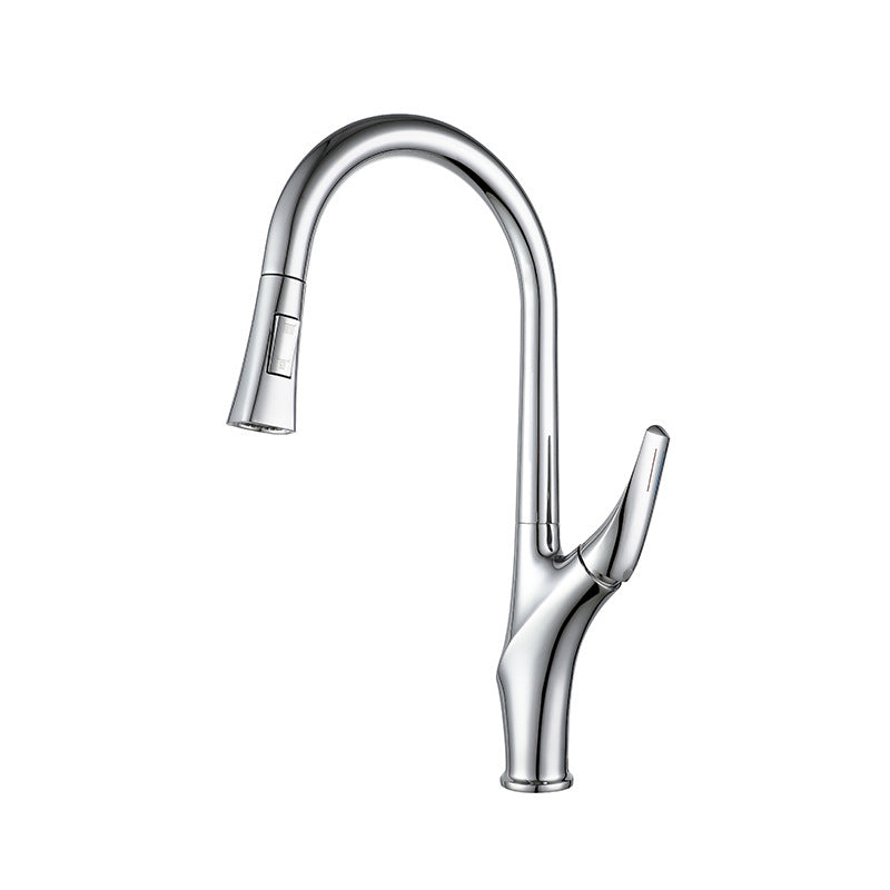 Modern Kitchen Sink Faucet Brass Pulldown Sprayer Single Handle High Arch Pot Filler Chrome Clearhalo 'Home Improvement' 'home_improvement' 'home_improvement_kitchen_faucets' 'Kitchen Faucets' 'Kitchen Remodel & Kitchen Fixtures' 'Kitchen Sinks & Faucet Components' 'kitchen_faucets' 6136835