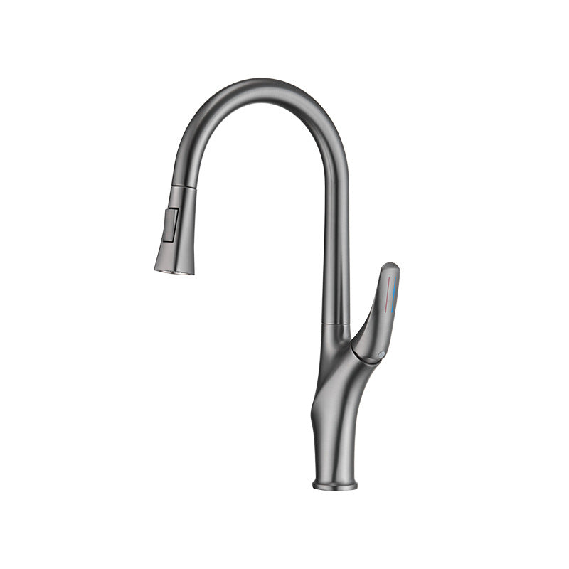 Modern Kitchen Sink Faucet Brass Pulldown Sprayer Single Handle High Arch Pot Filler Grey Clearhalo 'Home Improvement' 'home_improvement' 'home_improvement_kitchen_faucets' 'Kitchen Faucets' 'Kitchen Remodel & Kitchen Fixtures' 'Kitchen Sinks & Faucet Components' 'kitchen_faucets' 6136839