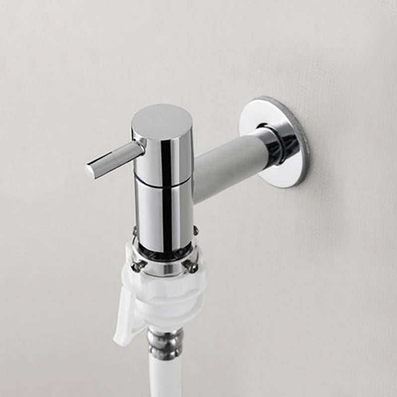 Contemporary Wall Mounted Bathroom Faucet Single Hole Low Arc Solid Brass Circular Faucet Silver Gray 3 Inches Clearhalo 'Bathroom Remodel & Bathroom Fixtures' 'Bathroom Sink Faucets' 'Bathroom Sinks & Faucet Components' 'bathroom_sink_faucets' 'Home Improvement' 'home_improvement' 'home_improvement_bathroom_sink_faucets' 6137031