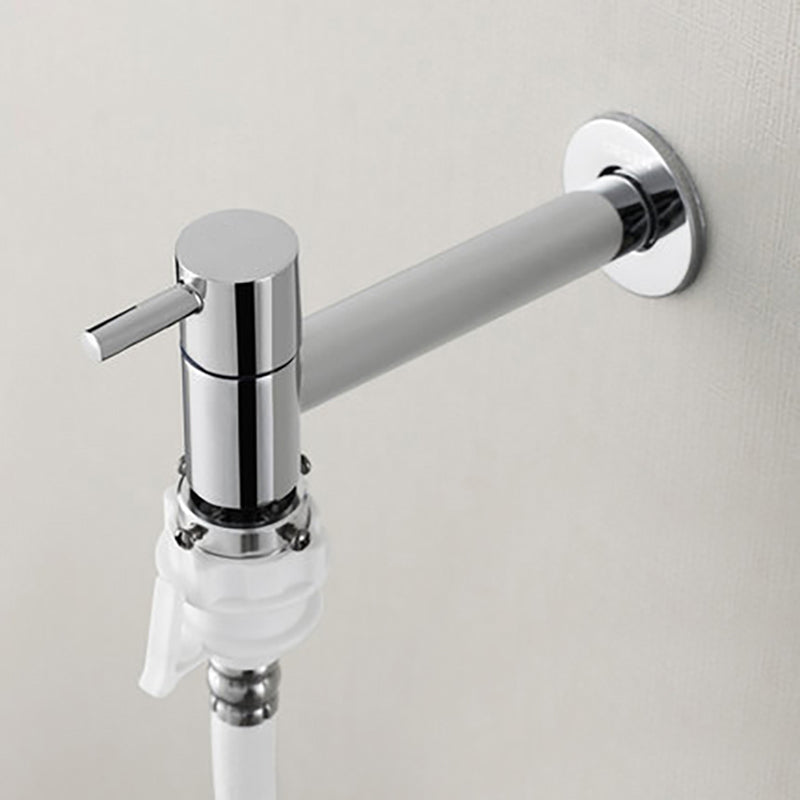Contemporary Wall Mounted Bathroom Faucet Single Hole Low Arc Solid Brass Circular Faucet Silver Gray 5 Inches Clearhalo 'Bathroom Remodel & Bathroom Fixtures' 'Bathroom Sink Faucets' 'Bathroom Sinks & Faucet Components' 'bathroom_sink_faucets' 'Home Improvement' 'home_improvement' 'home_improvement_bathroom_sink_faucets' 6137035