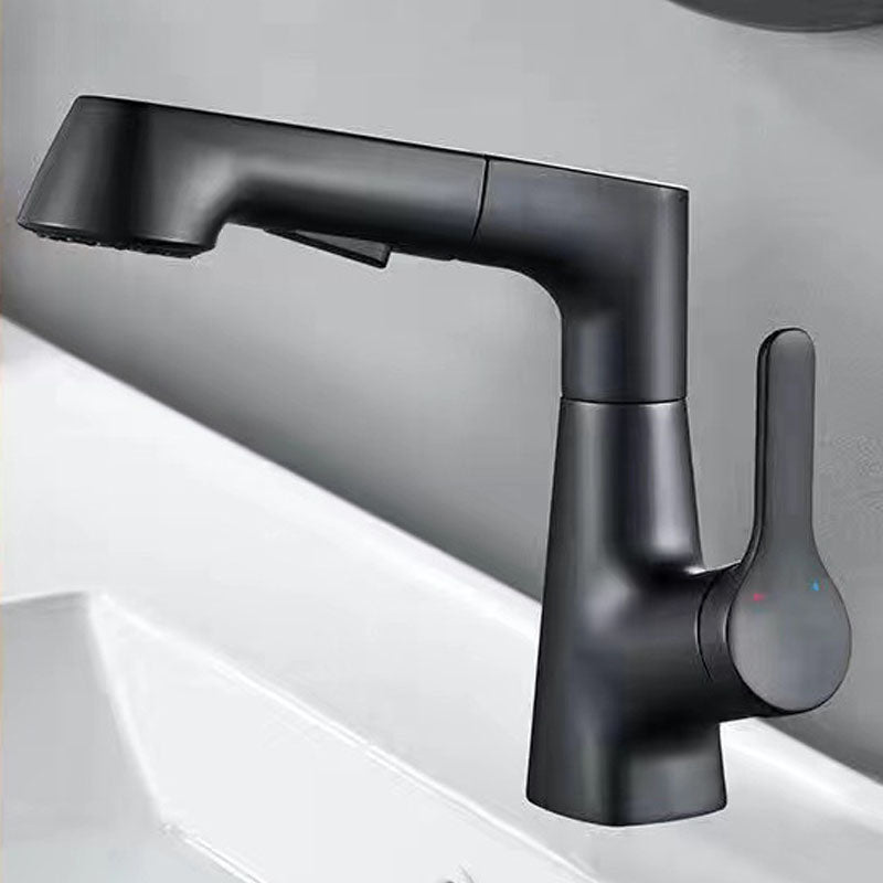 Contemporary Style Faucets Centerset Lever Handles Faucets for Bathroom Noir Clearhalo 'Accueil' 'Amélioration Domiciliaire' 'bathroom_sink_faucets' 'Ensembles de Lavabo & de Robinet de Toilette' 'home_improvement' 'home_improvement_bathroom_sink_faucets' 'Robinet de Lavabo de Salle de Bain' 'Rénovation et Équipement de Salle de Bain' 6139932