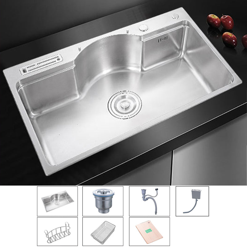 Stainless Steel 31" X 19" Kitchen Sink Single Bowl Drop-in Sink in Chrome and Black Chrome Sink Only None Clearhalo 'Home Improvement' 'home_improvement' 'home_improvement_kitchen_sinks' 'Kitchen Remodel & Kitchen Fixtures' 'Kitchen Sinks & Faucet Components' 'Kitchen Sinks' 'kitchen_sinks' 6140122