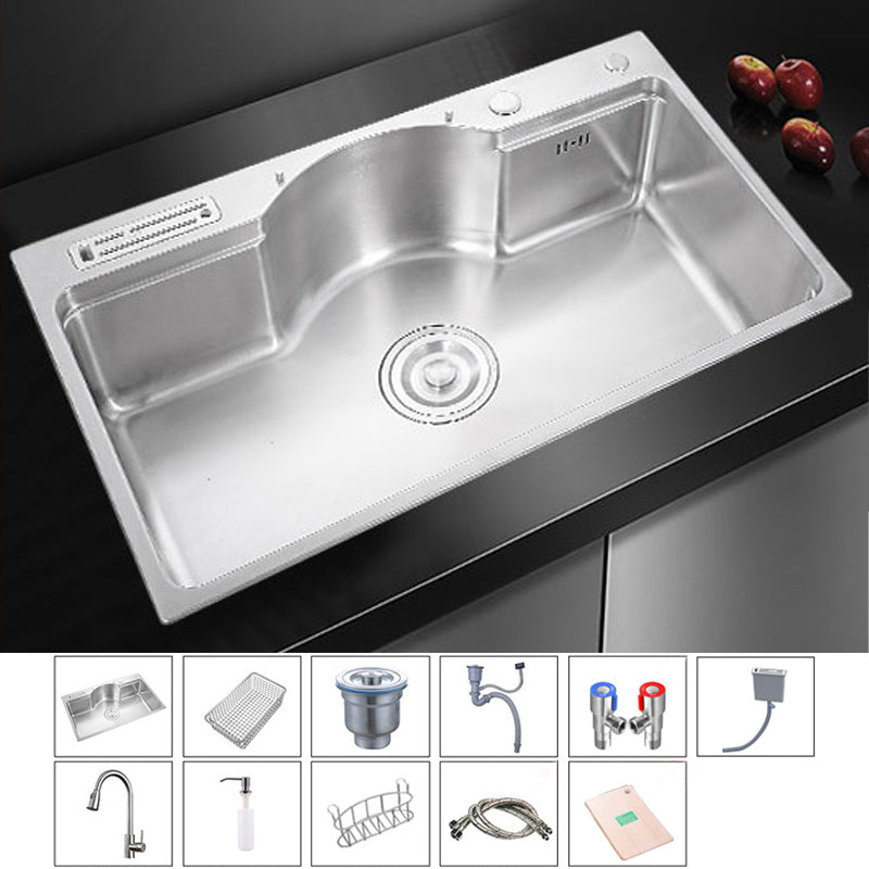 Stainless Steel 31" X 19" Kitchen Sink Single Bowl Drop-in Sink in Chrome and Black Chrome Sink with Faucet Pull Out Faucet Clearhalo 'Home Improvement' 'home_improvement' 'home_improvement_kitchen_sinks' 'Kitchen Remodel & Kitchen Fixtures' 'Kitchen Sinks & Faucet Components' 'Kitchen Sinks' 'kitchen_sinks' 6140129