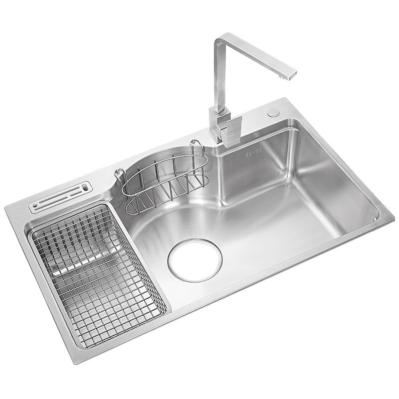 Stainless Steel 31" X 19" Kitchen Sink Single Bowl Drop-in Sink in Chrome and Black Clearhalo 'Home Improvement' 'home_improvement' 'home_improvement_kitchen_sinks' 'Kitchen Remodel & Kitchen Fixtures' 'Kitchen Sinks & Faucet Components' 'Kitchen Sinks' 'kitchen_sinks' 6140130