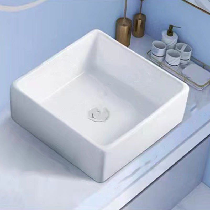 Modern Vessel Bathroom Sink Porcelain White Wash Stand for Bathroom 15"L x 15"W x 5"H Clearhalo 'Bathroom Remodel & Bathroom Fixtures' 'Bathroom Sinks & Faucet Components' 'Bathroom Sinks' 'bathroom_sink' 'Home Improvement' 'home_improvement' 'home_improvement_bathroom_sink' 6140158