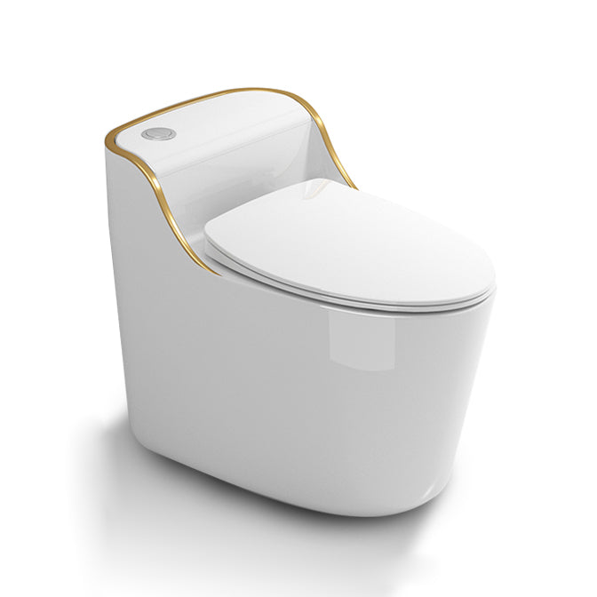 Modern Toilet Bowl Siphon Jet Toilet with Slow Close Seat for Bathroom White/ Gold Clearhalo 'Bathroom Remodel & Bathroom Fixtures' 'Home Improvement' 'home_improvement' 'home_improvement_toilets' 'Toilets & Bidets' 'Toilets' 6142448