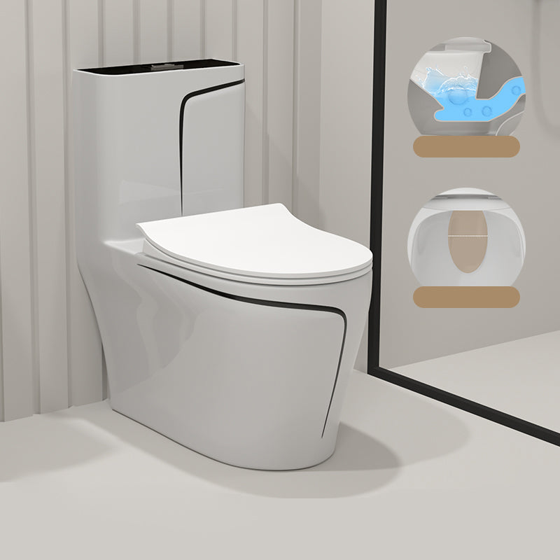 Floor Mount Flush Toilet Traditional Skirted One-Piece Toilet with Slow Close Seat 15"L x 27"W x 30"H White Clearhalo 'Bathroom Remodel & Bathroom Fixtures' 'Home Improvement' 'home_improvement' 'home_improvement_toilets' 'Toilets & Bidets' 'Toilets' 6142519