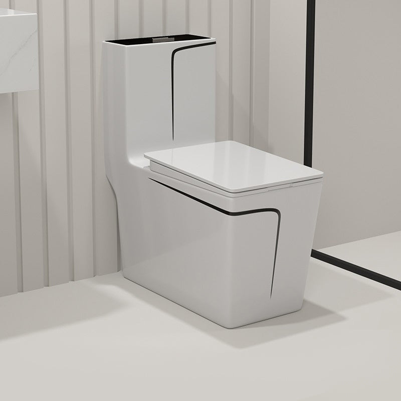 Floor Mount Flush Toilet Traditional Skirted One-Piece Toilet with Slow Close Seat 13"L x 27"W x 30"H White Clearhalo 'Bathroom Remodel & Bathroom Fixtures' 'Home Improvement' 'home_improvement' 'home_improvement_toilets' 'Toilets & Bidets' 'Toilets' 6142522