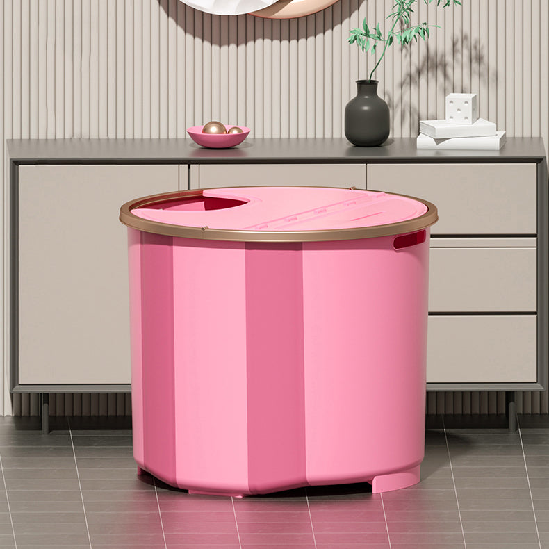 Plastic Round Foldable Bath Tub Soaking Freestanding Bathtub for Bathroom Pink Tub with Insulation cover Clearhalo 'Bathroom Remodel & Bathroom Fixtures' 'Bathtubs' 'Home Improvement' 'home_improvement' 'home_improvement_bathtubs' 'Showers & Bathtubs' 6142692