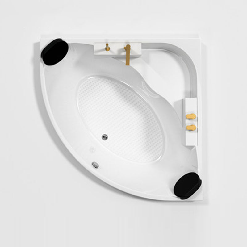 Acrylic Modern Back to Wall Bath Tub Bathroom Corner Bathtub in White Massage Not Included Tub with Gold 4-Piece Set Clearhalo 'Bathroom Remodel & Bathroom Fixtures' 'Bathtubs' 'Home Improvement' 'home_improvement' 'home_improvement_bathtubs' 'Showers & Bathtubs' 6142778