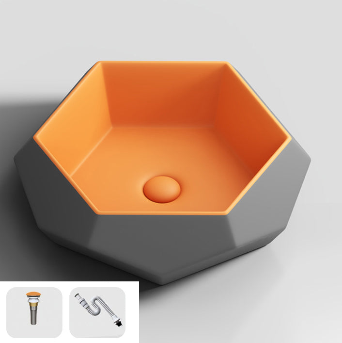 Modern Specialty Wash Stand Porcelain Vessel Lavatory Sink for Home Gray/ Orange Sink Clearhalo 'Bathroom Remodel & Bathroom Fixtures' 'Bathroom Sinks & Faucet Components' 'Bathroom Sinks' 'bathroom_sink' 'Home Improvement' 'home_improvement' 'home_improvement_bathroom_sink' 6149920