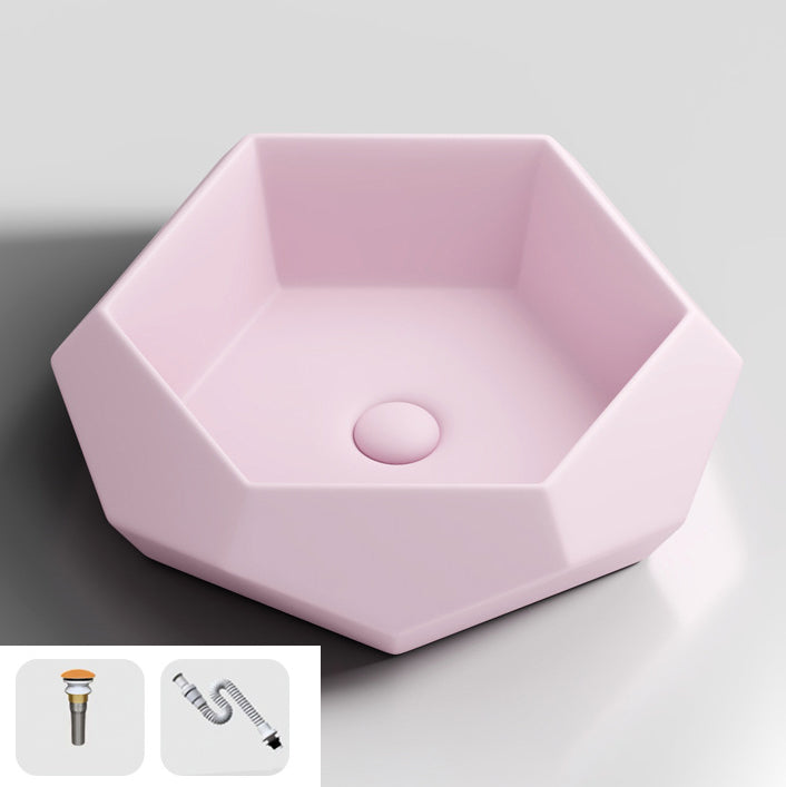 Modern Specialty Wash Stand Porcelain Vessel Lavatory Sink for Home Pink Sink Clearhalo 'Bathroom Remodel & Bathroom Fixtures' 'Bathroom Sinks & Faucet Components' 'Bathroom Sinks' 'bathroom_sink' 'Home Improvement' 'home_improvement' 'home_improvement_bathroom_sink' 6149922