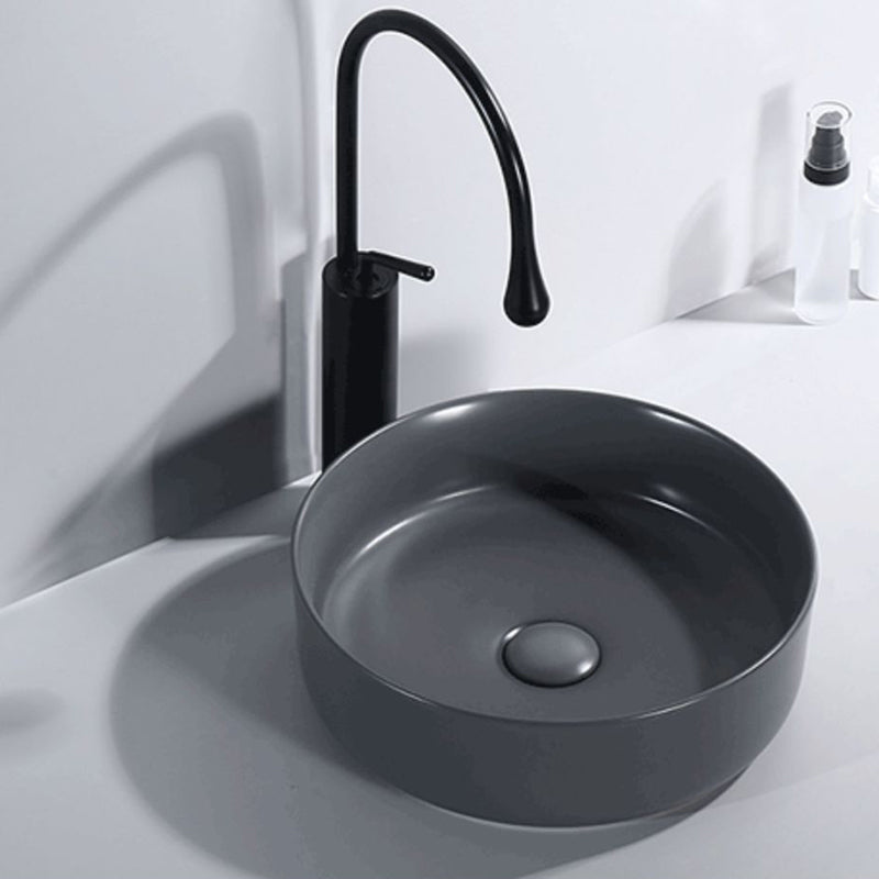 Round Modern Bathroom Sink Porcelain Vessel Bathroom Sink for Home(Faucet Not Included) Grey Clearhalo 'Bathroom Remodel & Bathroom Fixtures' 'Bathroom Sinks & Faucet Components' 'Bathroom Sinks' 'bathroom_sink' 'Home Improvement' 'home_improvement' 'home_improvement_bathroom_sink' 6149957