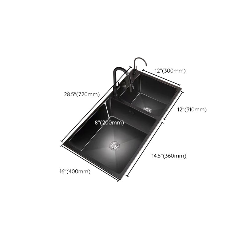 Stainless Steel Double Basin Sink Drop-In Kitchen Sink with Drain Assembly Clearhalo 'Home Improvement' 'home_improvement' 'home_improvement_kitchen_sinks' 'Kitchen Remodel & Kitchen Fixtures' 'Kitchen Sinks & Faucet Components' 'Kitchen Sinks' 'kitchen_sinks' 6150471