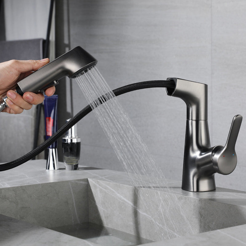 Modern Bathroom Faucet Solid Color Metal Centerset Lavatory Faucet Clearhalo 'Bathroom Remodel & Bathroom Fixtures' 'Bathroom Sink Faucets' 'Bathroom Sinks & Faucet Components' 'bathroom_sink_faucets' 'Home Improvement' 'home_improvement' 'home_improvement_bathroom_sink_faucets' 6151539