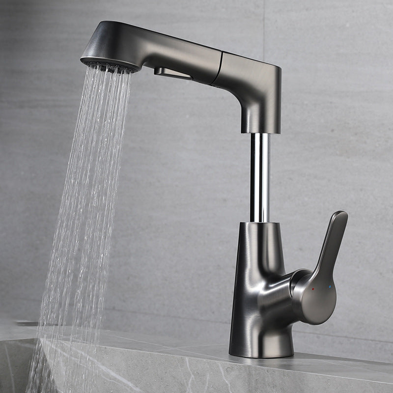 Modern Bathroom Faucet Solid Color Metal Centerset Lavatory Faucet Clearhalo 'Bathroom Remodel & Bathroom Fixtures' 'Bathroom Sink Faucets' 'Bathroom Sinks & Faucet Components' 'bathroom_sink_faucets' 'Home Improvement' 'home_improvement' 'home_improvement_bathroom_sink_faucets' 6151540