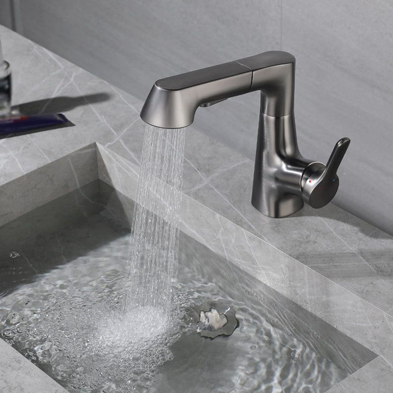 Modern Bathroom Faucet Solid Color Metal Centerset Lavatory Faucet Clearhalo 'Bathroom Remodel & Bathroom Fixtures' 'Bathroom Sink Faucets' 'Bathroom Sinks & Faucet Components' 'bathroom_sink_faucets' 'Home Improvement' 'home_improvement' 'home_improvement_bathroom_sink_faucets' 6151541