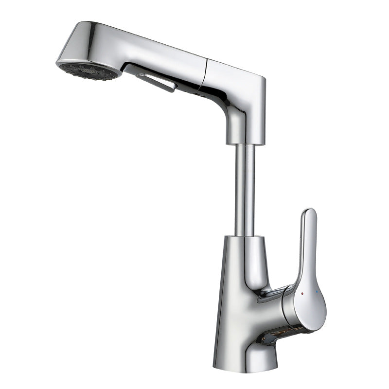 Modern Bathroom Faucet Solid Color Metal Centerset Lavatory Faucet Silver Clearhalo 'Bathroom Remodel & Bathroom Fixtures' 'Bathroom Sink Faucets' 'Bathroom Sinks & Faucet Components' 'bathroom_sink_faucets' 'Home Improvement' 'home_improvement' 'home_improvement_bathroom_sink_faucets' 6151555