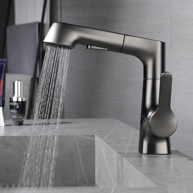 Modern Bathroom Faucet Solid Color Metal Centerset Lavatory Faucet Clearhalo 'Bathroom Remodel & Bathroom Fixtures' 'Bathroom Sink Faucets' 'Bathroom Sinks & Faucet Components' 'bathroom_sink_faucets' 'Home Improvement' 'home_improvement' 'home_improvement_bathroom_sink_faucets' 6151558