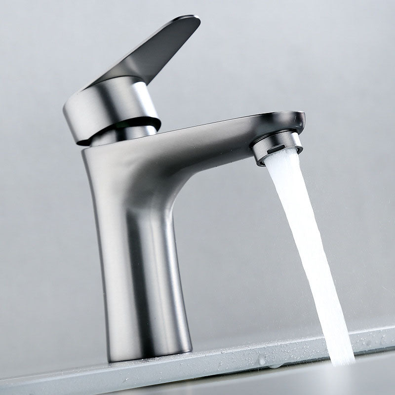 Contemporary Stainless Steel Vessel Faucet Lever Handles Low Arc Vessel Faucet Clearhalo 'Bathroom Remodel & Bathroom Fixtures' 'Bathroom Sink Faucets' 'Bathroom Sinks & Faucet Components' 'bathroom_sink_faucets' 'Home Improvement' 'home_improvement' 'home_improvement_bathroom_sink_faucets' 6152002
