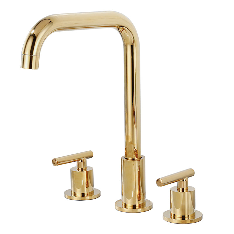 Modern 2-Handle Bathroom Sink Faucet 3 Hole Widespread Bathroom Faucet Clearhalo 'Bathroom Remodel & Bathroom Fixtures' 'Bathroom Sink Faucets' 'Bathroom Sinks & Faucet Components' 'bathroom_sink_faucets' 'Home Improvement' 'home_improvement' 'home_improvement_bathroom_sink_faucets' 6154684