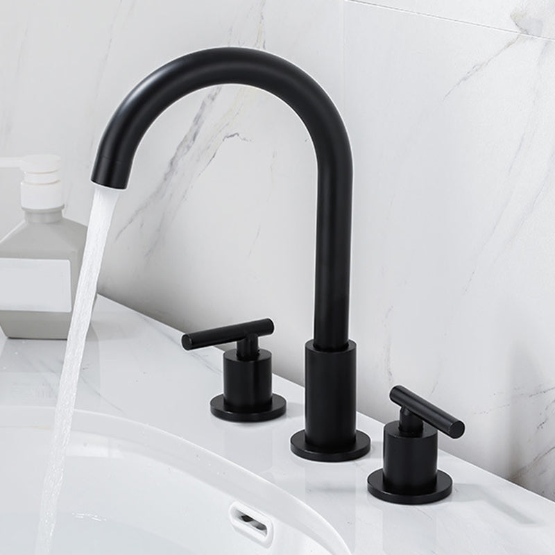 Modern 2-Handle Bathroom Sink Faucet 3 Hole Widespread Bathroom Faucet Clearhalo 'Bathroom Remodel & Bathroom Fixtures' 'Bathroom Sink Faucets' 'Bathroom Sinks & Faucet Components' 'bathroom_sink_faucets' 'Home Improvement' 'home_improvement' 'home_improvement_bathroom_sink_faucets' 6154692