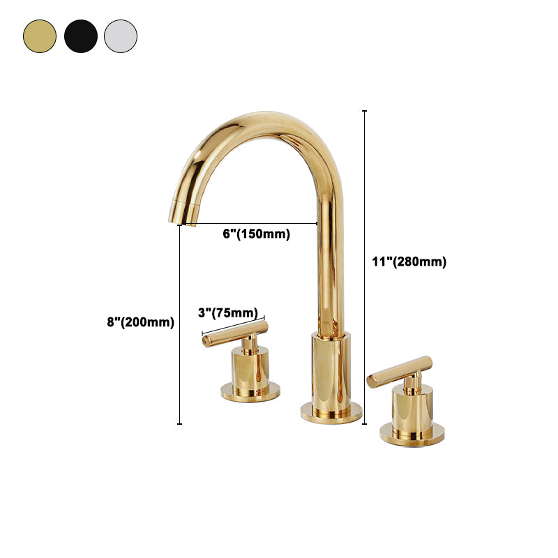 Modern 2-Handle Bathroom Sink Faucet 3 Hole Widespread Bathroom Faucet Clearhalo 'Bathroom Remodel & Bathroom Fixtures' 'Bathroom Sink Faucets' 'Bathroom Sinks & Faucet Components' 'bathroom_sink_faucets' 'Home Improvement' 'home_improvement' 'home_improvement_bathroom_sink_faucets' 6154694