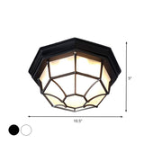 Octagonal Bedroom Flushmount Lodges Opal Glass 1-Head White/Black Finish Flush Mount Lamp Fixture Clearhalo 'Ceiling Lights' 'Close To Ceiling Lights' 'Close to ceiling' 'Flush mount' Lighting' 615655