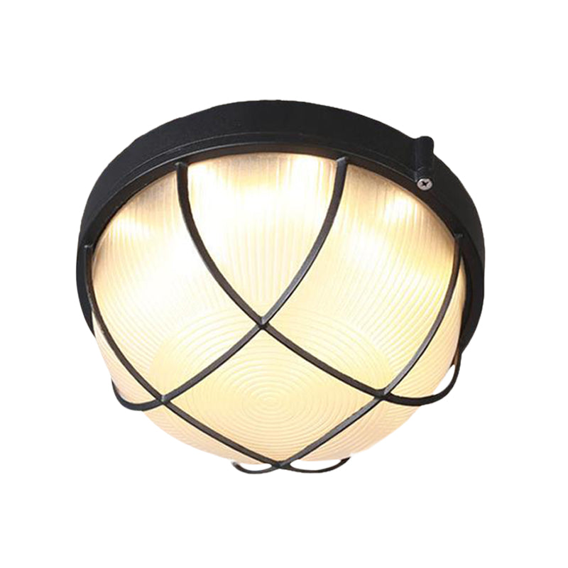 1 Light Flush Light Fixture Farmhouse Dome Frosted Glass Flush Ceiling Lamp in White/Black for Bedroom Clearhalo 'Ceiling Lights' 'Close To Ceiling Lights' 'Close to ceiling' 'Flush mount' Lighting' 615661